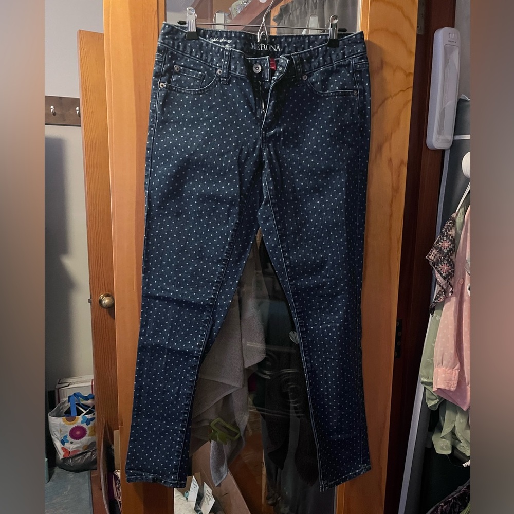 Merona Ankle Skinny polka dot jeans size 6